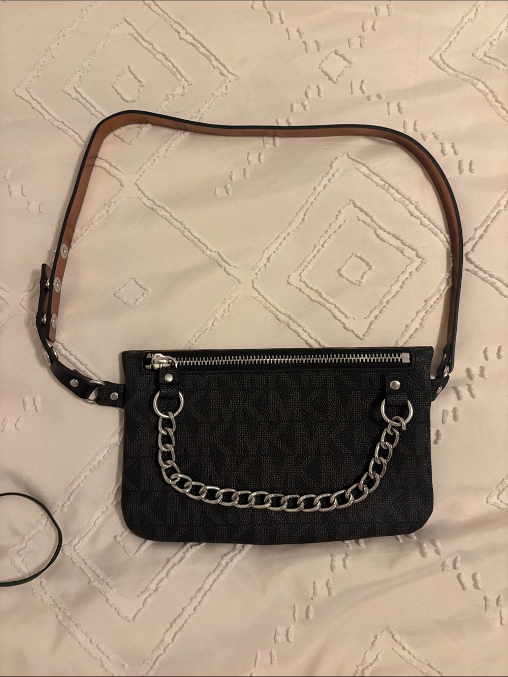Michael Kors Black Crossbody with Silver Chain Accent